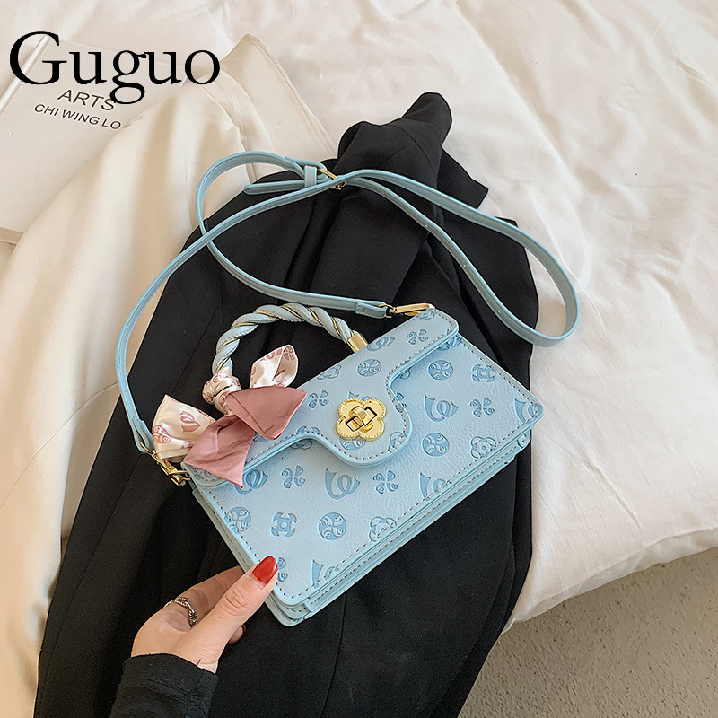 Guguo Designer Bag 2025 New Trendy Bag Women's Bag Sweet Crossbody Bag Fashion Embossed Pink Shoulder Bag Scarf Handbag Luxury Bag Small Square B