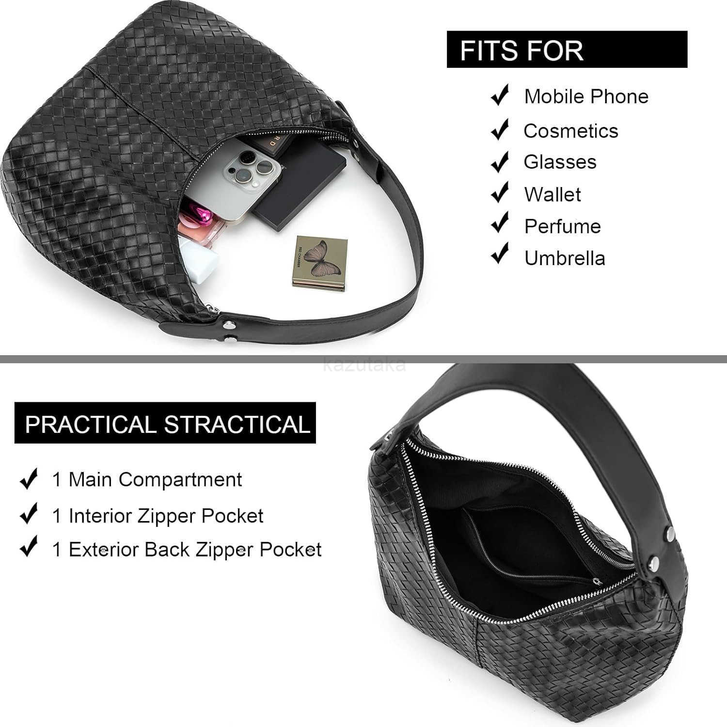 Crescent Shoulder Bags for Women Vegan Leather Hobo Handbag Slouchy Tote Purses Z250922