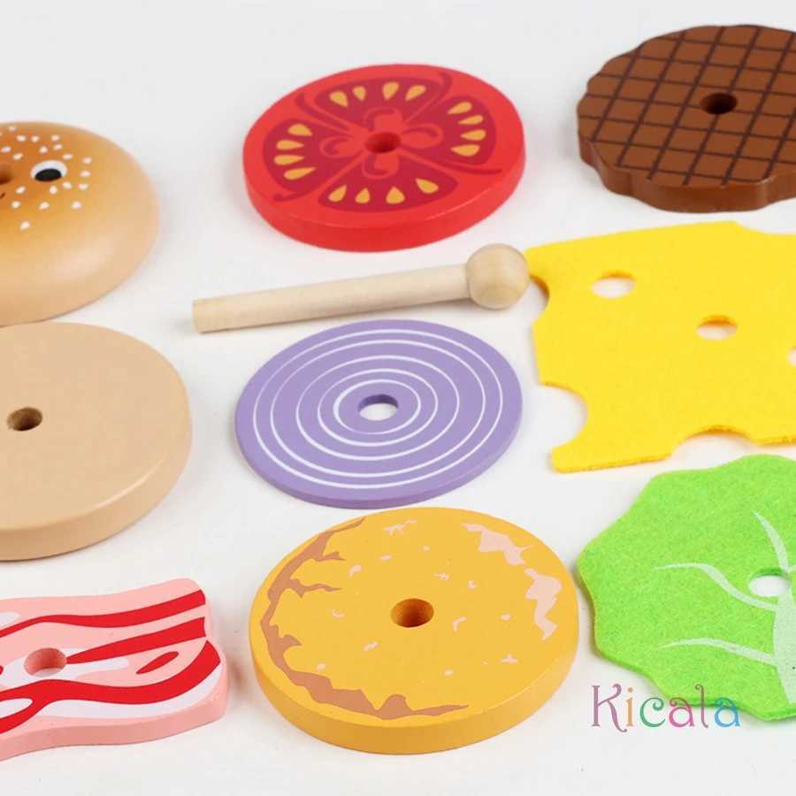 Kids Kitchen Playset Burger Fries Food Play House Games Hamburger Sand Stacking Cooking Kids Pretend Play Toy Christmas Gift C250922