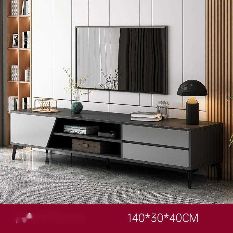 Modern and simple TV cabinet for modern minimalist living room, suitable for home use in small-sized spaces. A floor-standing side cabinet and organiz