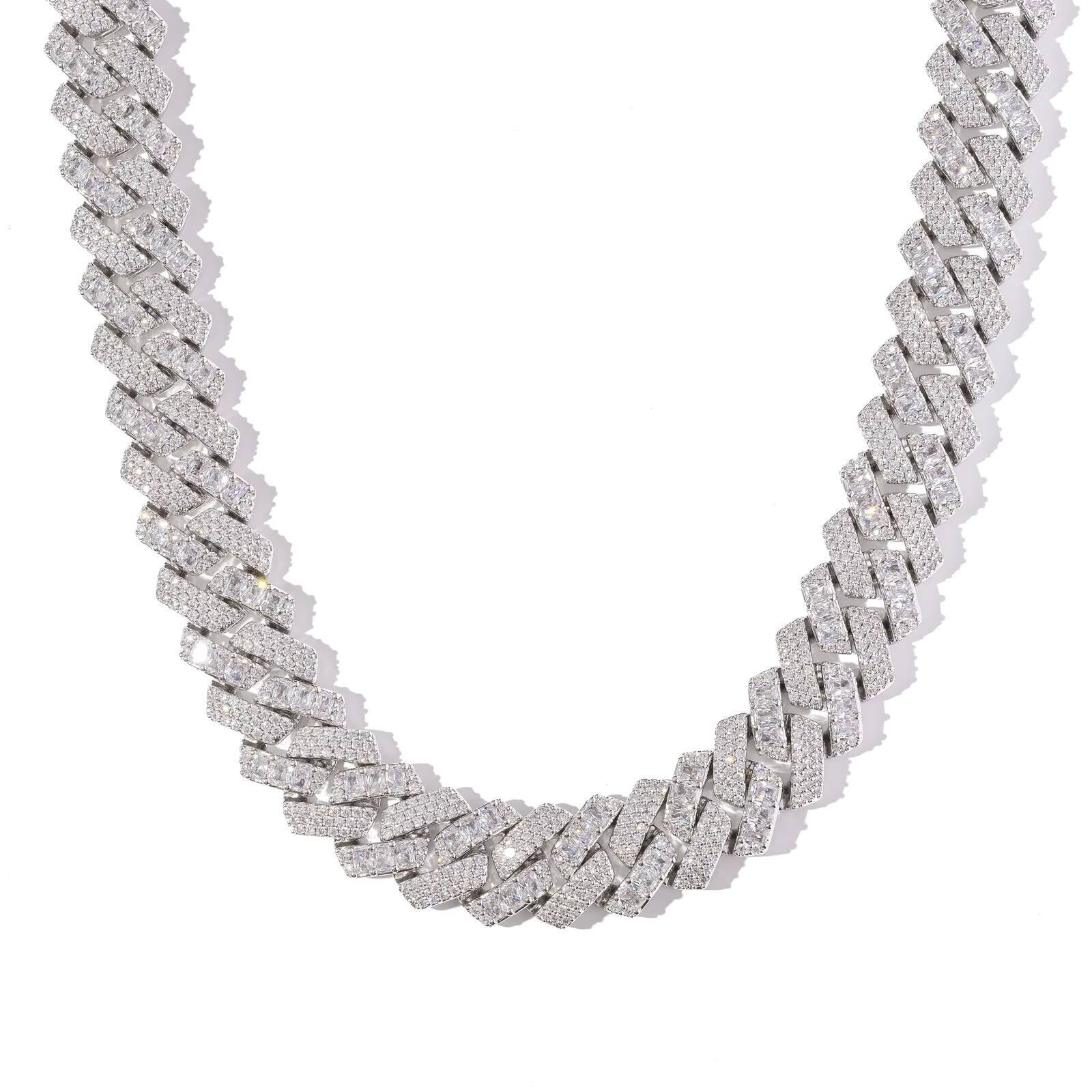 Top Icy 18mm Mix Style Cuban Link Chain Box Clasp Luxury Man Hip Hop Necklace Bling Square Mix Round Diamond Cuban Necklace