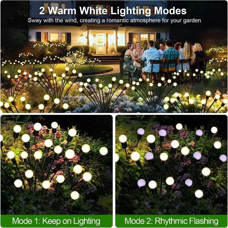12Pack Outdoor LED Solar Lights Waterproof Starburst Solar Firefly Lights Lawn Lamp Garden Lamp for Path Landscape Decorative C250922