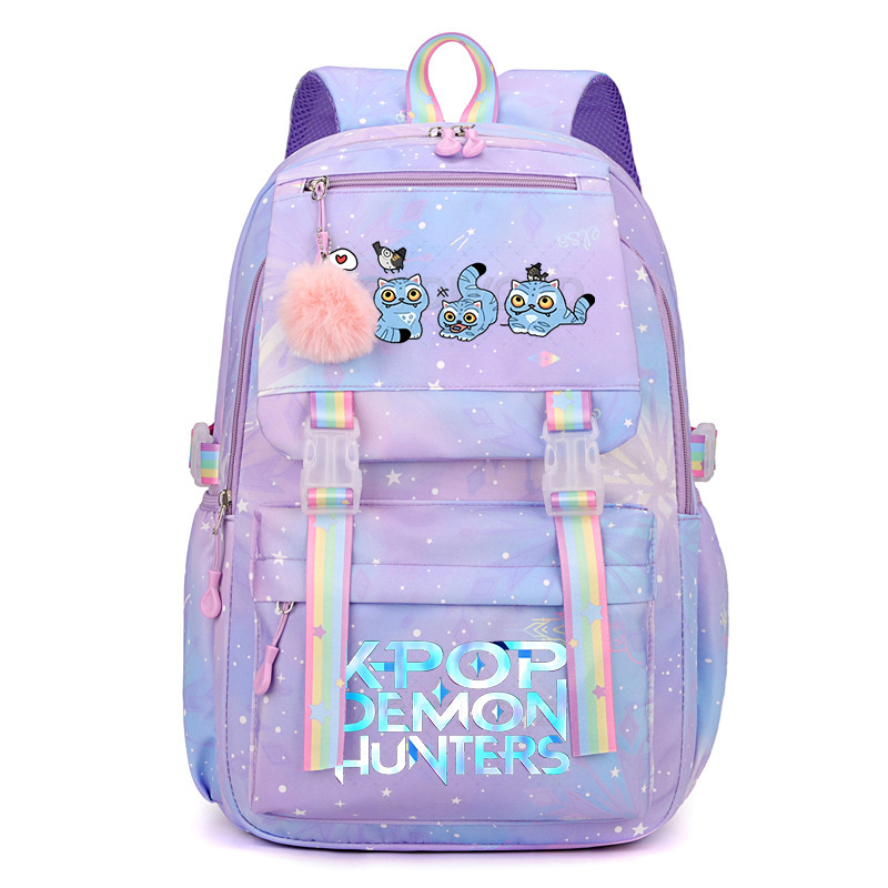 Kpop Demon Hunters Preppy Style Model School Backpack College Style Lightweight Backpack Sweet&Fresh Rainbow Backpack