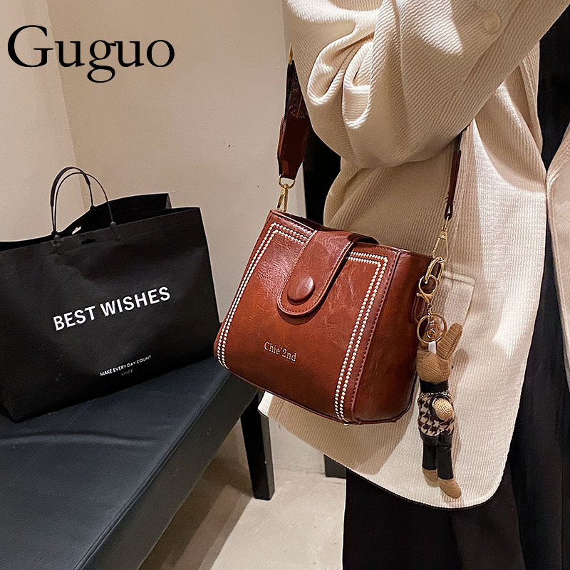 Guguo Designer Bag Women's New Trendy Shoulder Bag Crossbody Bag Fashion Versatile Bucket Bag Ladies' Vintage Tote Bag Luxury Bag Women'
