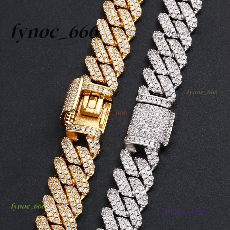 Hip Hop Jewelry 925 Silver 14MM 20MM Two Rows Moissanite Cuban Chain Iced Out Cuban Link Chain in Wholesale Price
