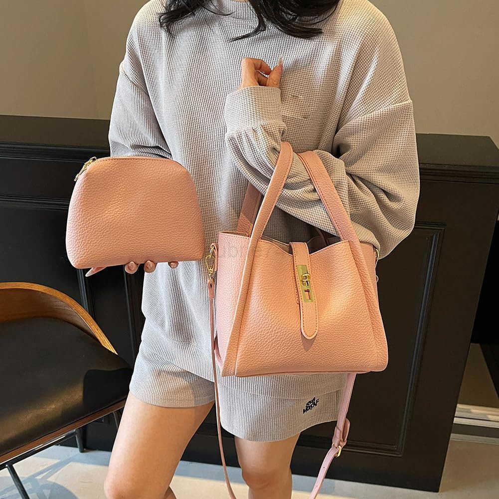 Bucket Bags for Women Leather Crossbody Bucket Purse Small Handbag Trendy Vintage Shoulder Bag with Small Purse C260116