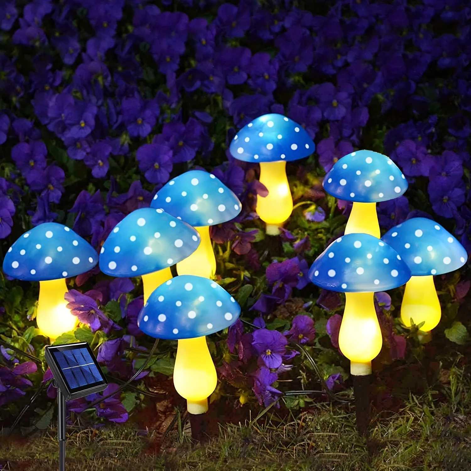 Christmas Fairy Light 8LEDS Solar Panel Mushroom Garden Outdoor Decor Waterproof Night Lamp Yard For Wedding Party Decoration C250922