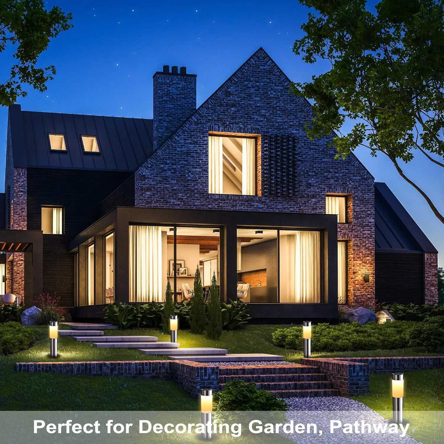 12468 Pack Solar Garden Pathway Lights Outdoor Waterproof LED Lighting Ground Plug Bollard Light for Patio Garden Lawn Yard C250922