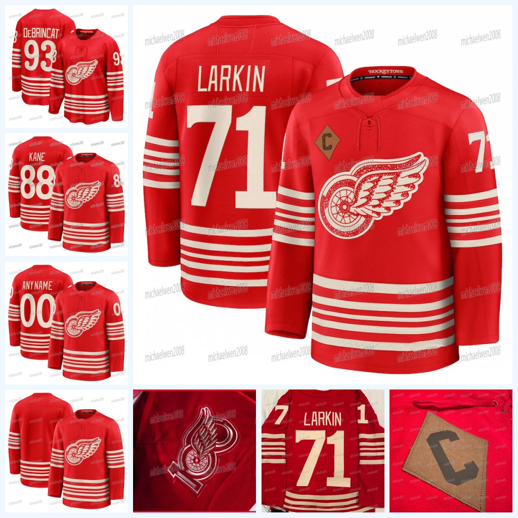 DetroitRedWing 2025-26 Centennial Jersey Lucas Raymon Patrick Kane Andrew Copp Marco Kasper Alex DeBrincat Brogan Rafferty Moritz Seider John Gibson