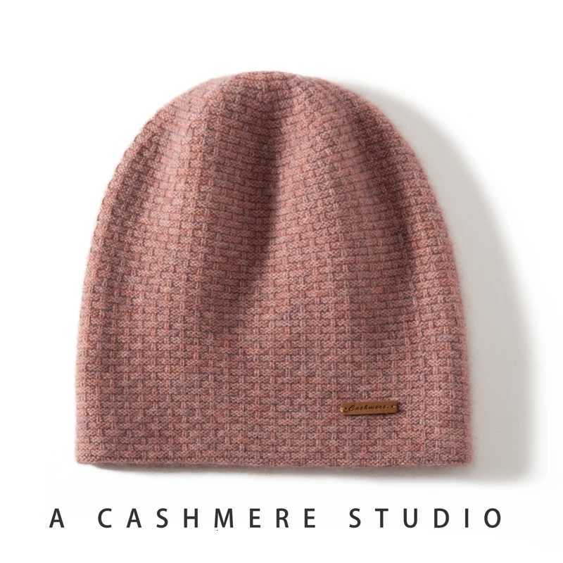 High Quty 100 Cashmere Knitted Hat for Wen Casual Beanie Hats La Thick Cashmere C Winter Soft Warm Outdoor Solid C Y250920