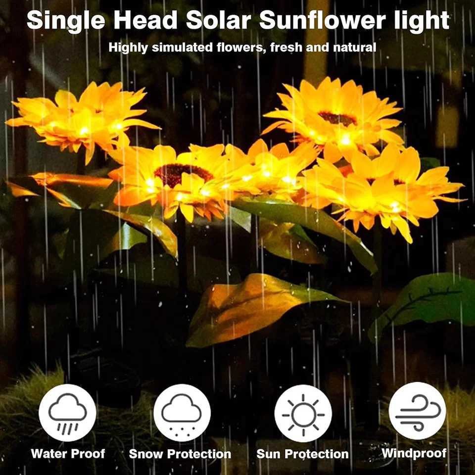 Outdoor LED solar lights sunflower lawn lights garden decorations waterproof courtyards street decorations flower lights C250922