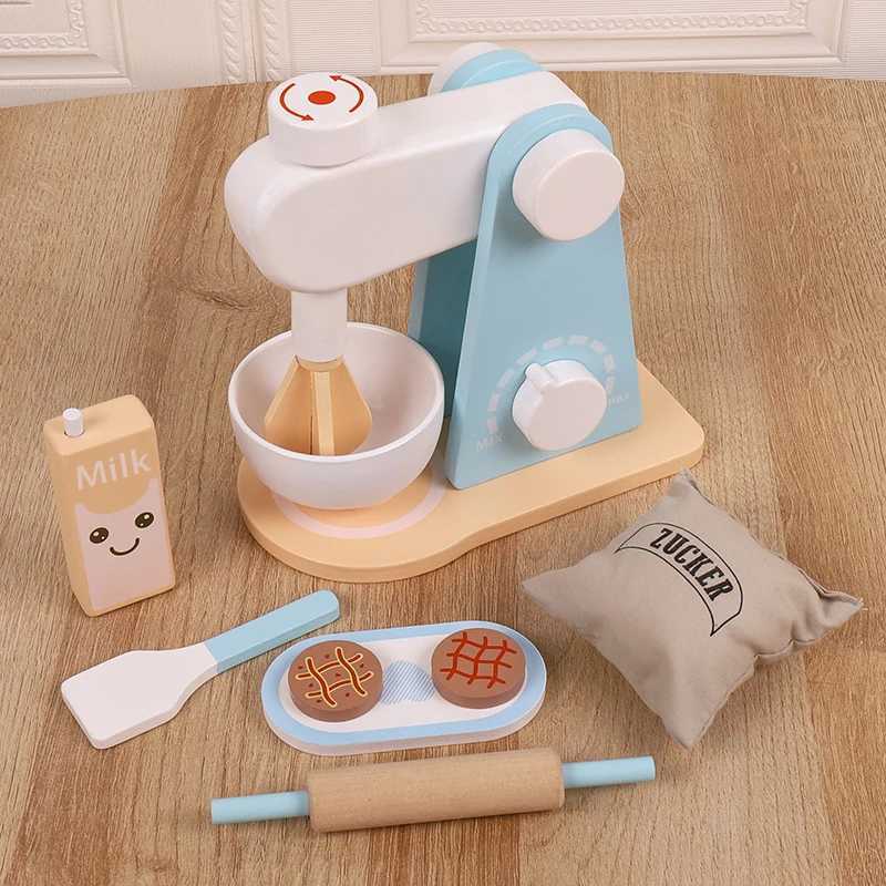 Wooden Kitchen Pretend Play Toy Simulation Wooden Food Mixer Baby Early Learning Educational Toys C250922