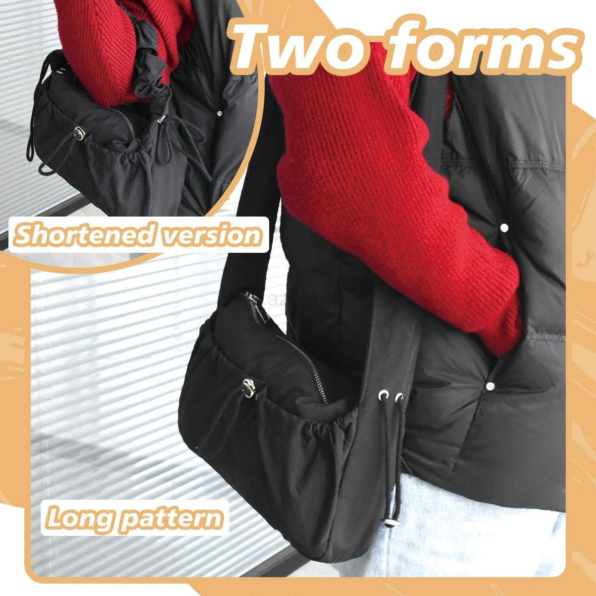 Nylon Crescent Bag Hobo Handbags Ruched Shoulder Bag Adjustable Strap Lightweight Casual Sling Bag Travel Tote Bags for Women Z250922