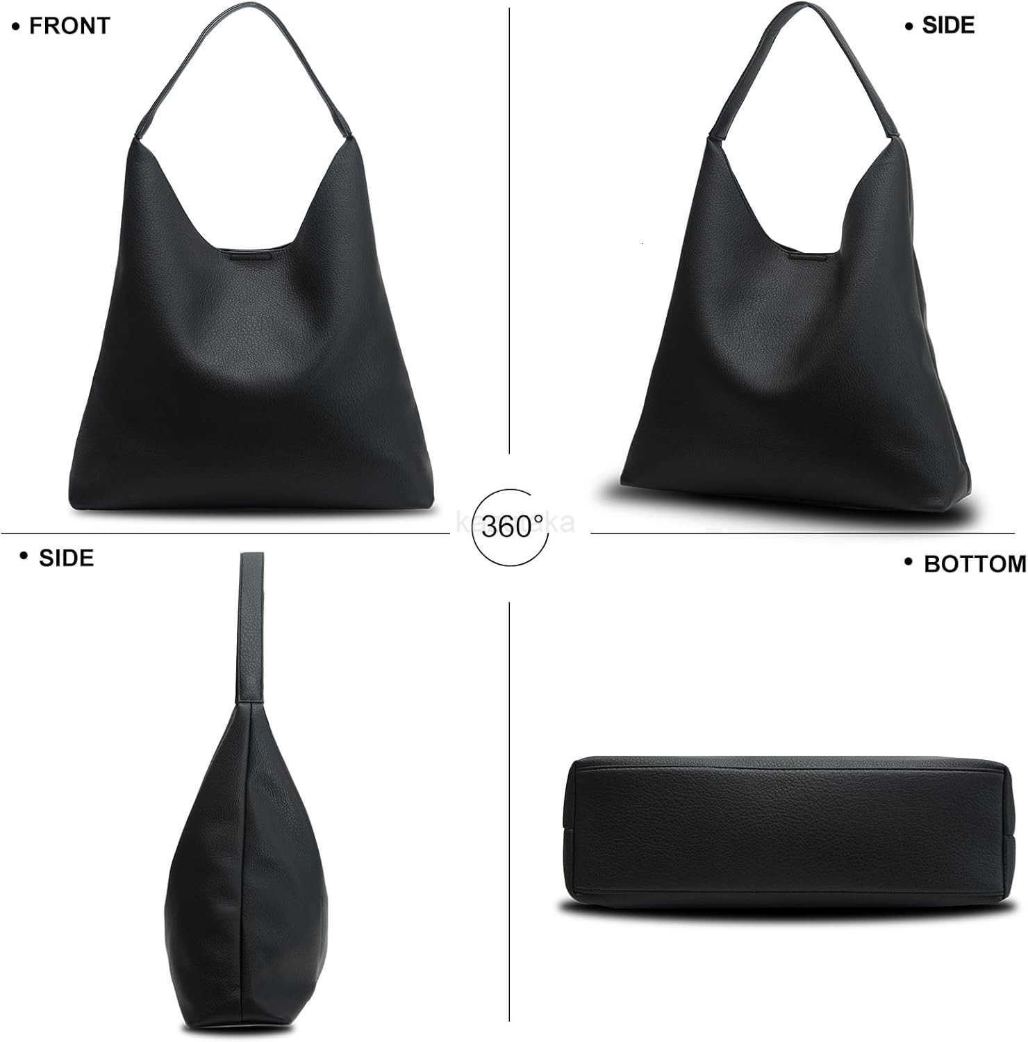 Women Soft PU Leather Shoulder Handbag highcapacity Slouchy Tote Purses Z250922