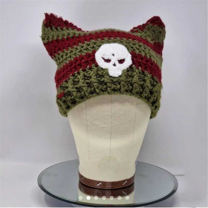 Gothic Beanie Teens Y2K Skl Knitting Hat Cool Girl dr Hat Dropsing Y250920