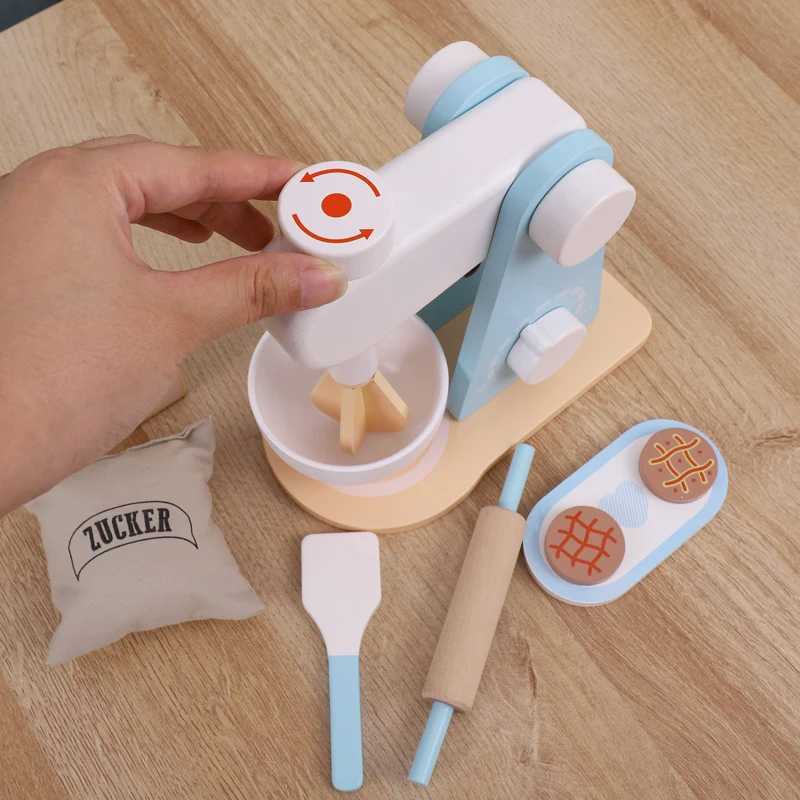 Wooden Kitchen Pretend Play Toy Simulation Wooden Food Mixer Baby Early Learning Educational Toys C250922