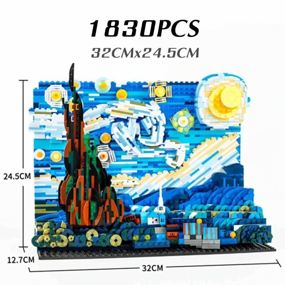 Vincent Van Gogh The Starry Night 21333 Art Painting Building Blocks Bricks Ideas Home Decorae Education Toys For Kids GiftsXJ250922