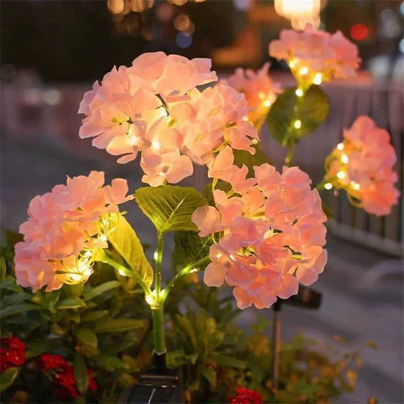 LED Simulation Flower Solar Light Hydrangea Lamp Garden Outdoor Embroidered Ball Flower Lights Yard Flower Bed Beach Decoration C250922