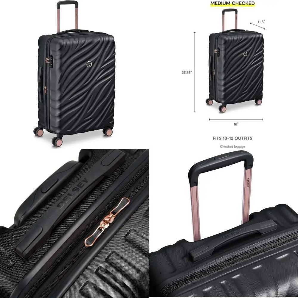 medium expandable hardside spinner luggage with 4 wheels 25inch lightweight suitcase blackroseXJ250922