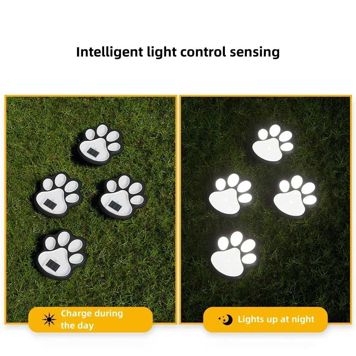 Solar Lawn Light Dog Paw Footprints Stairs Light Outdoor Waterproof Balcony Garden Fence Landscape Decoration Solar Powered Lamp C250922