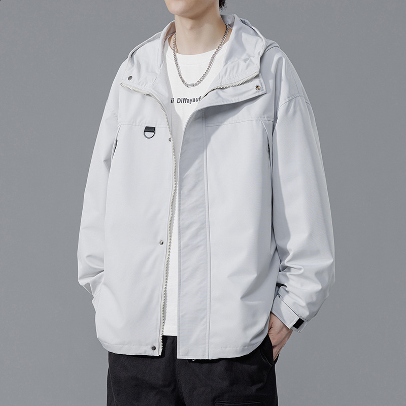 Techwear Jacket for Men Black Spring Japanese Streetwear Hooded Coat 210811