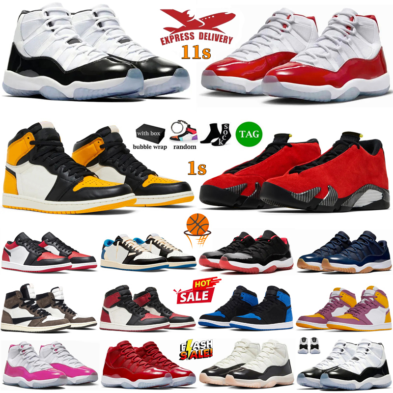 With Box 1s 11s Basketball Shoes 11 High Low Cherry Cool Grey Concord Bred 1 Chicago UNC Mocha Black White Royal Blue Designer Shoes Sports Outdoor Sneakers Siz