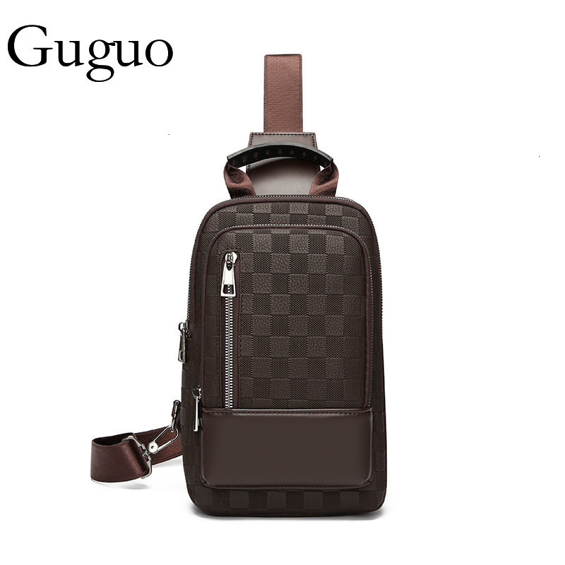 Guguo Designer Bag Men's Chest Luxury Bag Bag Style Large Capacity Crossbody Bag Versatile Checkerboard Pattern Casual Shoulder Bag Travel Phone 