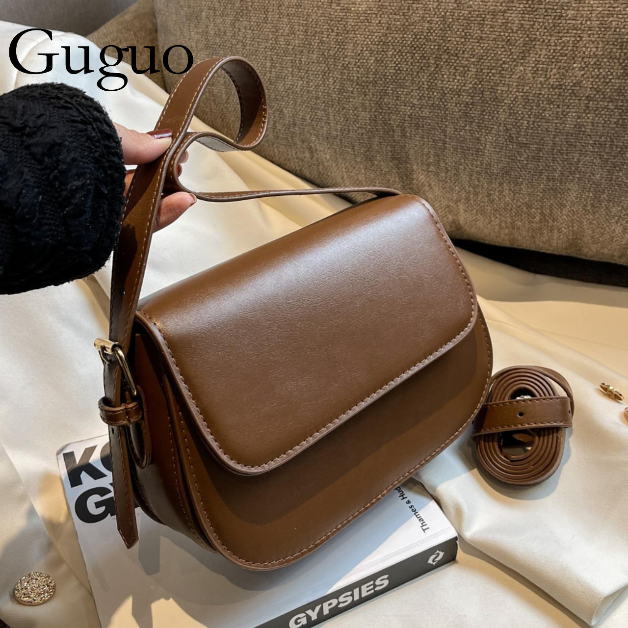 Guguo Designer Bag Luxury Bag Trendy Hot-selling Small Bag For Women 2025 Autumn Winter New Fashion Versatile Shoulder Underarm Bag Simple Niche Cross