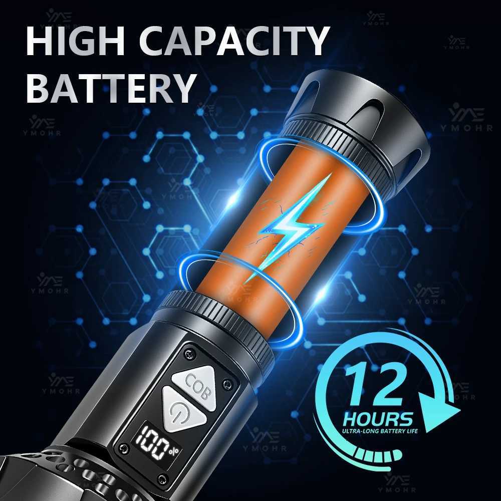 Powerful Flashlight 6000000LM Waterproof USB Rechargeab Powerful Torch Digital Display Magnet Base Hiking Climbing ergency Y250922