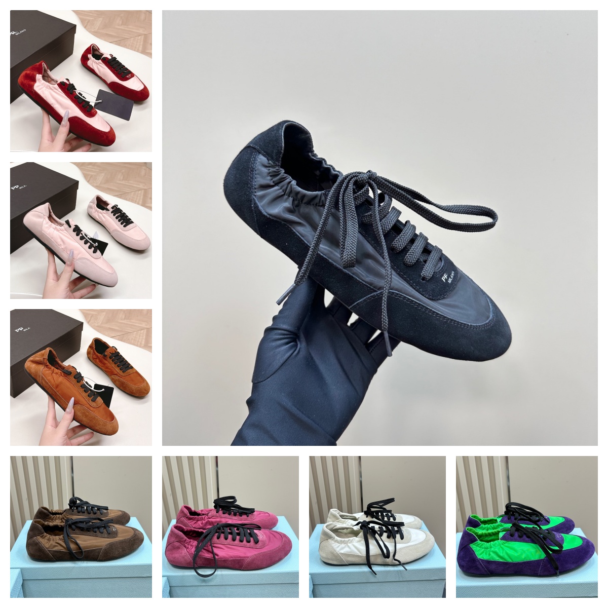 Designer shoes collapse luxnuy sneakers triangle Nylon suede leather upper rubber outsole men women fashion outdoor casual shoes lightweight training shoes 35-45