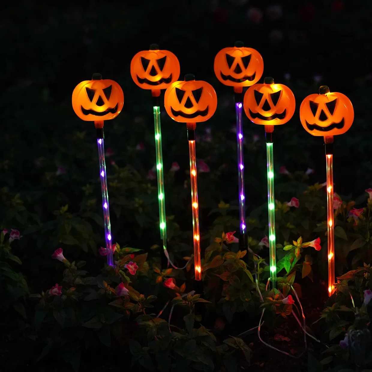 6pcs Solar LED Halloween Lights Pumpkin Eyeball Pathway Lights for Outdoor Patio Garden Lawn Decor Holiday Lights Waterproof C250922