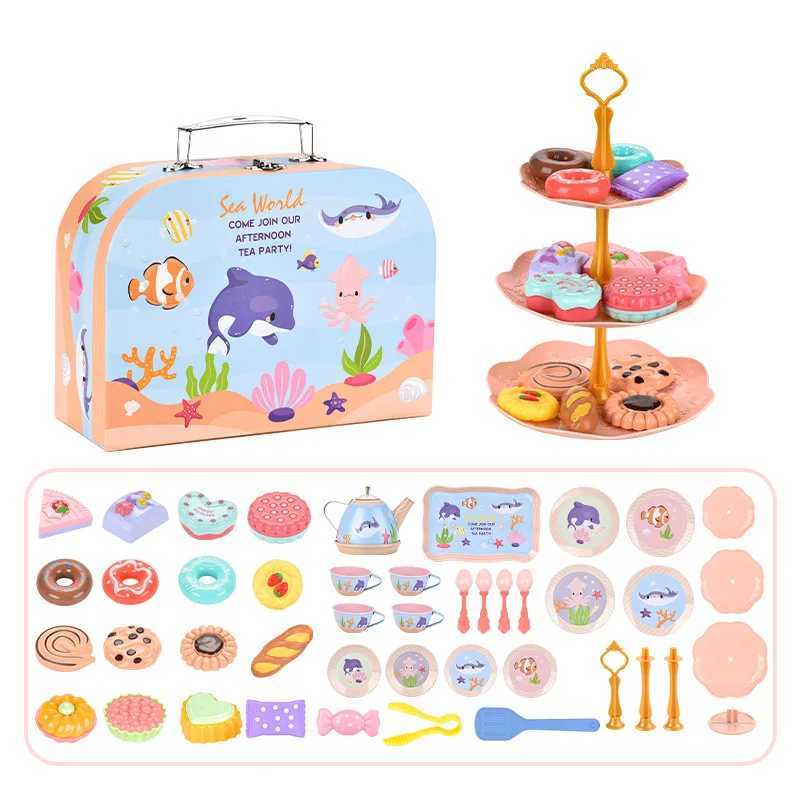 Childrens playhouse afternoon tea dessert cake toy girl gift tin tea set C250922