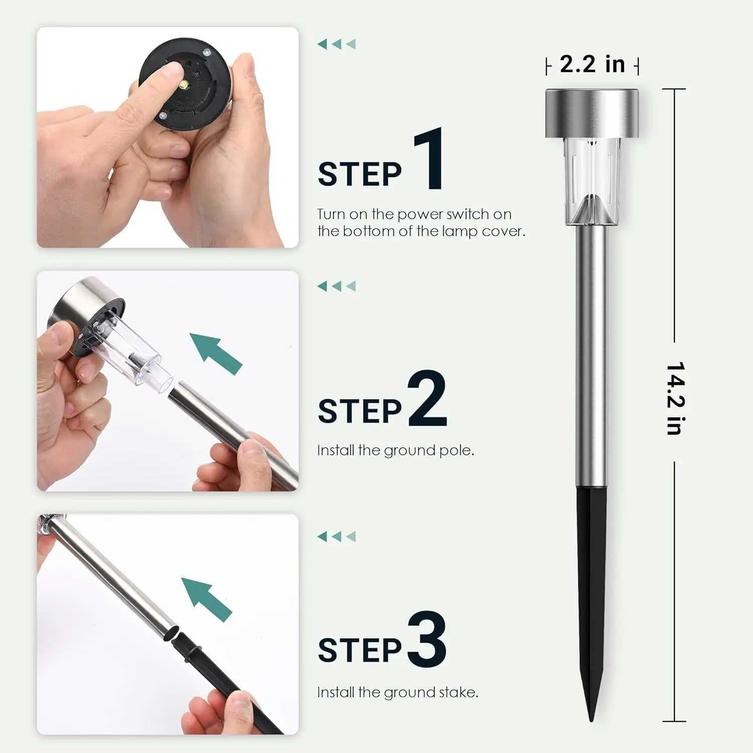 5pcs Lawn Light Solar Ground Plug Light Stainless Steel Small Tube Light Outdoor Landscape Lighting For Backyard Patio C250922