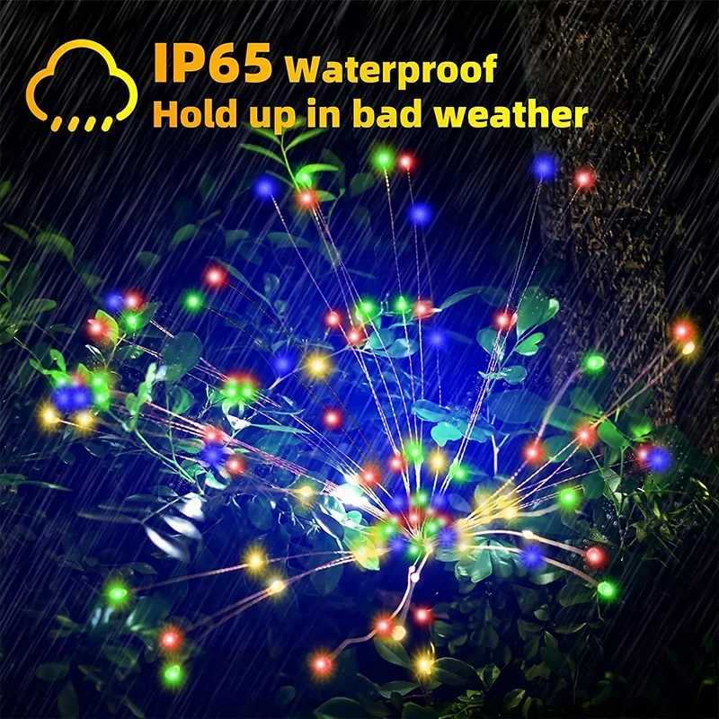 124Pcs Solar LED Firework Fairy Light Outdoor Garden Decoration Lawn Pathway Light For Patio Yard Party Christmas Wedding C250922