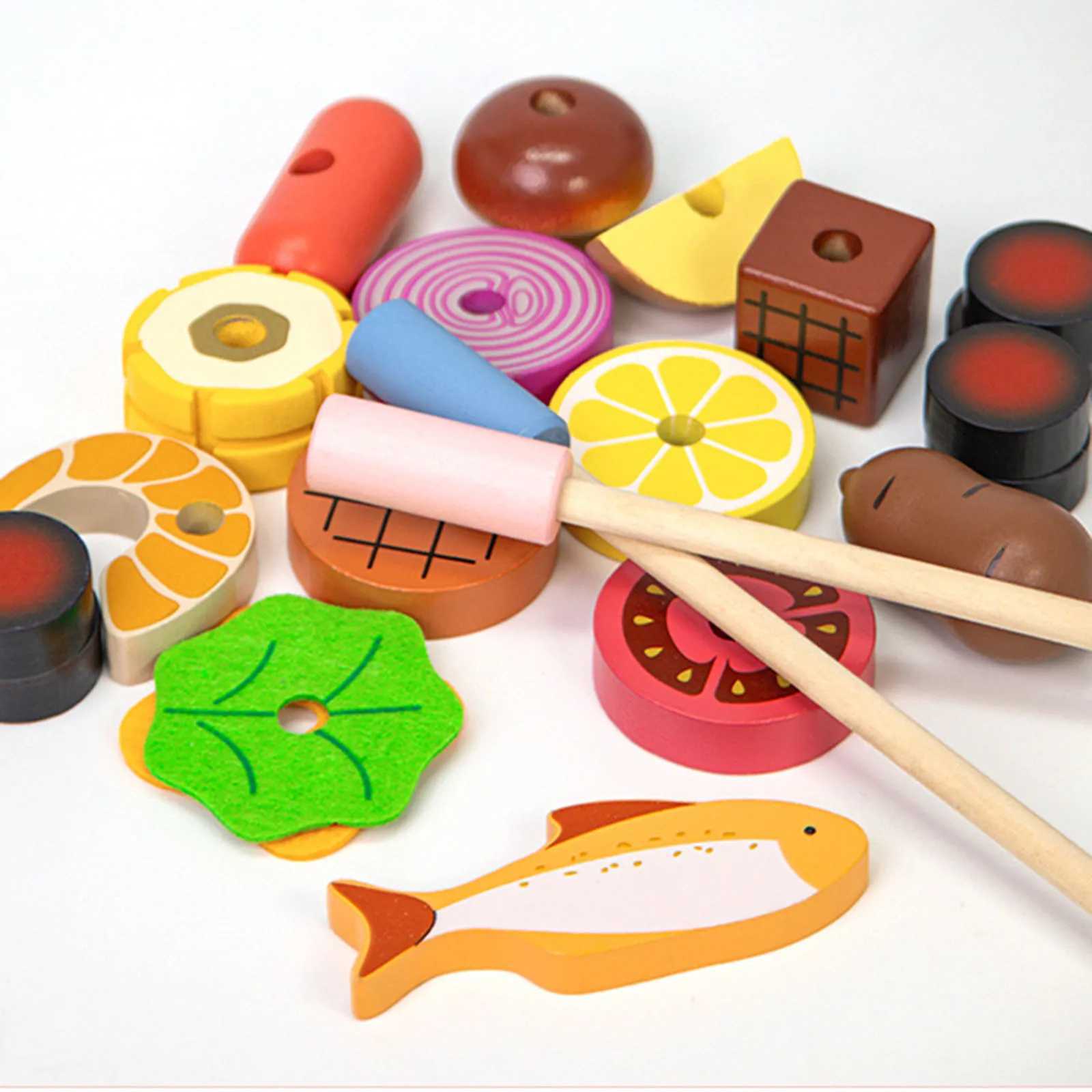 Kids Role Play Kitchen Set with Cutting Toy Accessories for BBQ Fun Play Food Set Pretend Play BBQ Grill Cooking Fun C250922