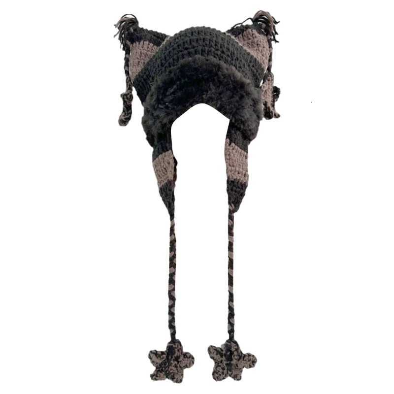 Winter Knitted Hat For Girl Outdoor Thick Warm Star Cs Cat Ear Hat for Wens Teens Girls Sunscreen Star Cs Y250920