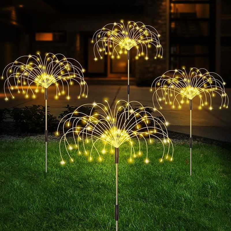 Outdoor LED Solar Firework Lights Waterproof Garden Decor Lawn Lamp Dandelion Pathway Patio Fairy Solar Lights C250922