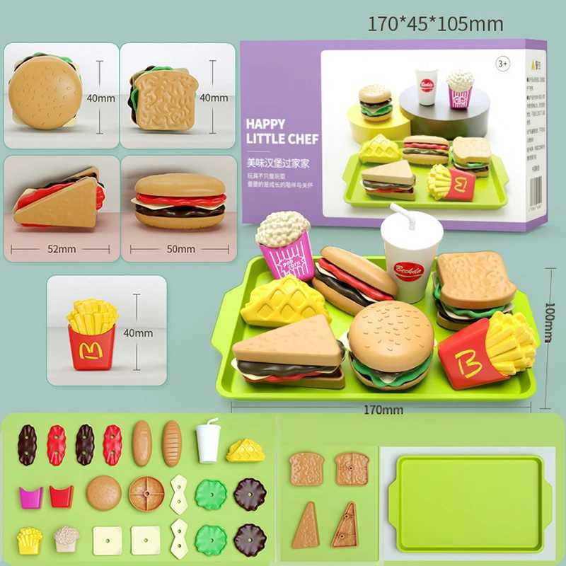 Children Hamburger Pretend Play Cooking Toys Set Mini Simulation Food Kitchen Toys For Girls Sand Fries Burger Assembly Game C250922