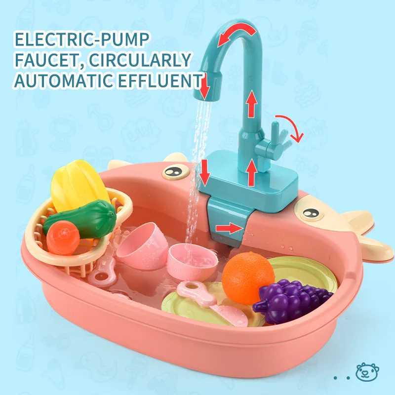 Set Children Role Play Girl Toys Kids Kitchen Sink Toys Simulation Electric Dishwasher Mini Kitchen Food Pretend Play House Toy C250922