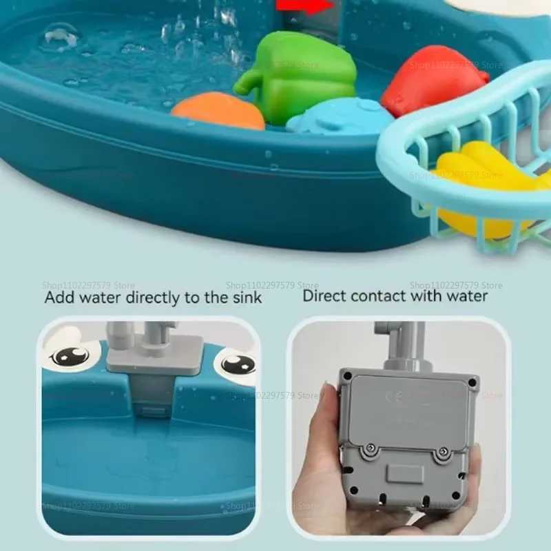 New Kids Play House Kitchen Set Simulated Dishwasher Sink Hand Basin Kids Toys Electric Water Circulating Playset for Boys Girls C250922