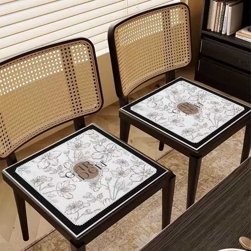 Summer Ice Silk Seat Cushion Office Long Sitting Cool Breathable Chair Cushion French Style Home Dining Chair Stool Cushion C250922