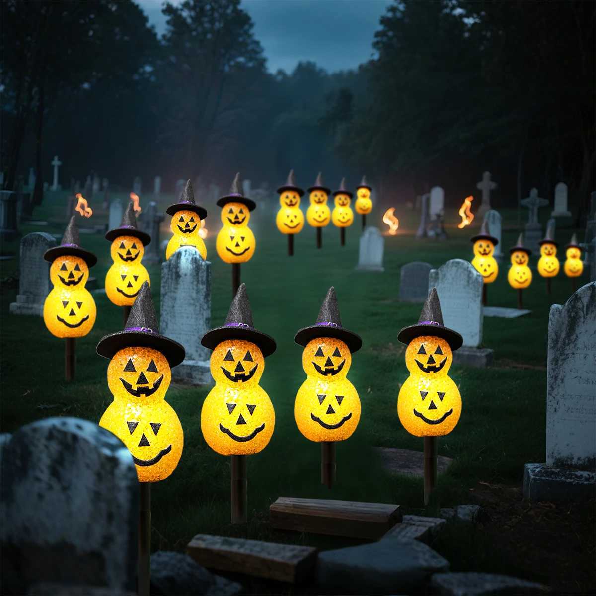 4pcs Halloween Pumpkin Pathway String Lights Outdoor Halloween Decorations Lights For Outdoor Home Garden Yard Lawn Decoration C250922