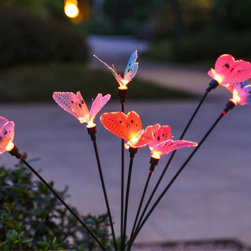 Solar Lights Outdoor Waterproof Garden Decor 6LED Butterfly Pathway Lights For Patio Yard Lawn Decor Lamp C250922