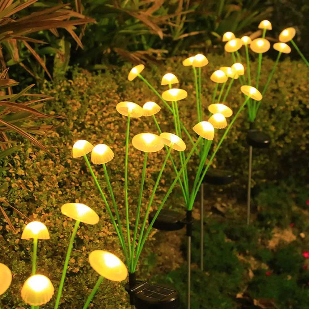 6LED mushroom light solar lawn light courtyard landscape decoration light swaying in the wind cute mushroom light C250922