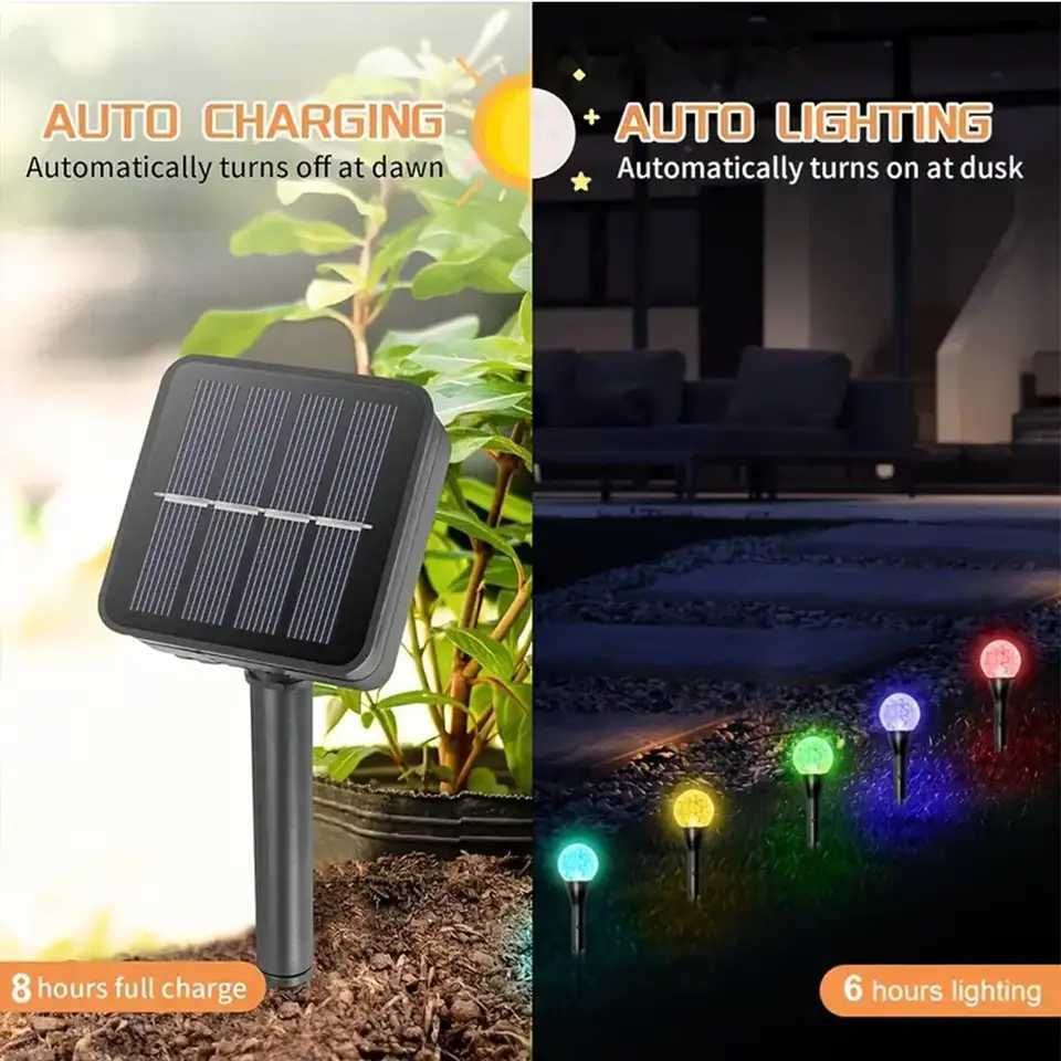 Solar Led Bubble Ball Lawn Lights Decorative Lamp Outdoor Warm Decoration Powered Driveway Lamps For Patio Walkway Garden String C250922