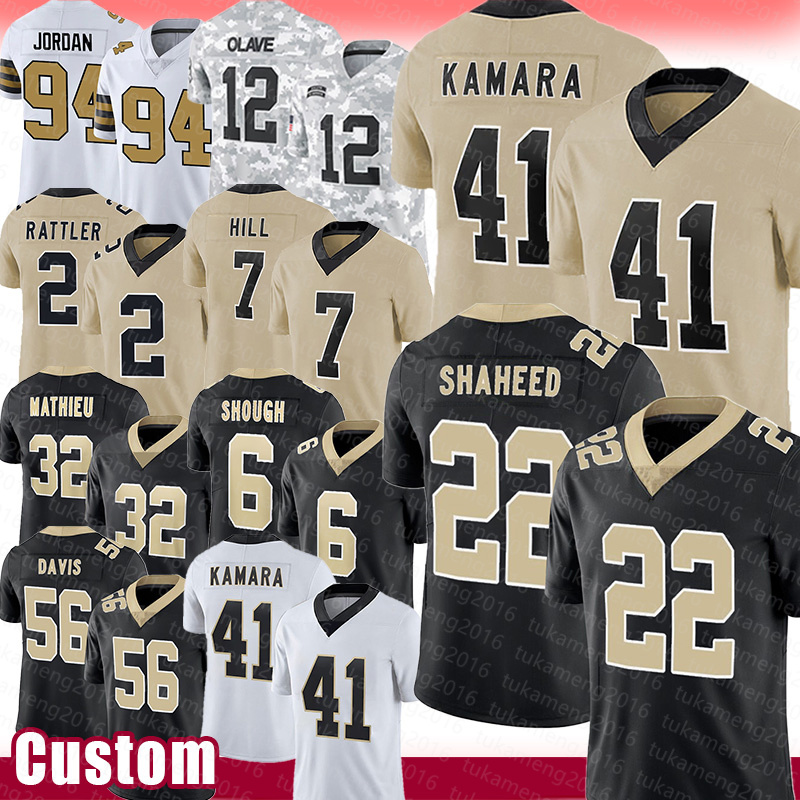 Alvin Kamara Rashid Shaheed Football Jerseys Cameron Chris Olave Spencer Rattler Taysom Hill Tyrann Mathieu Tyler Shough Demario Davis Alontae Taylor