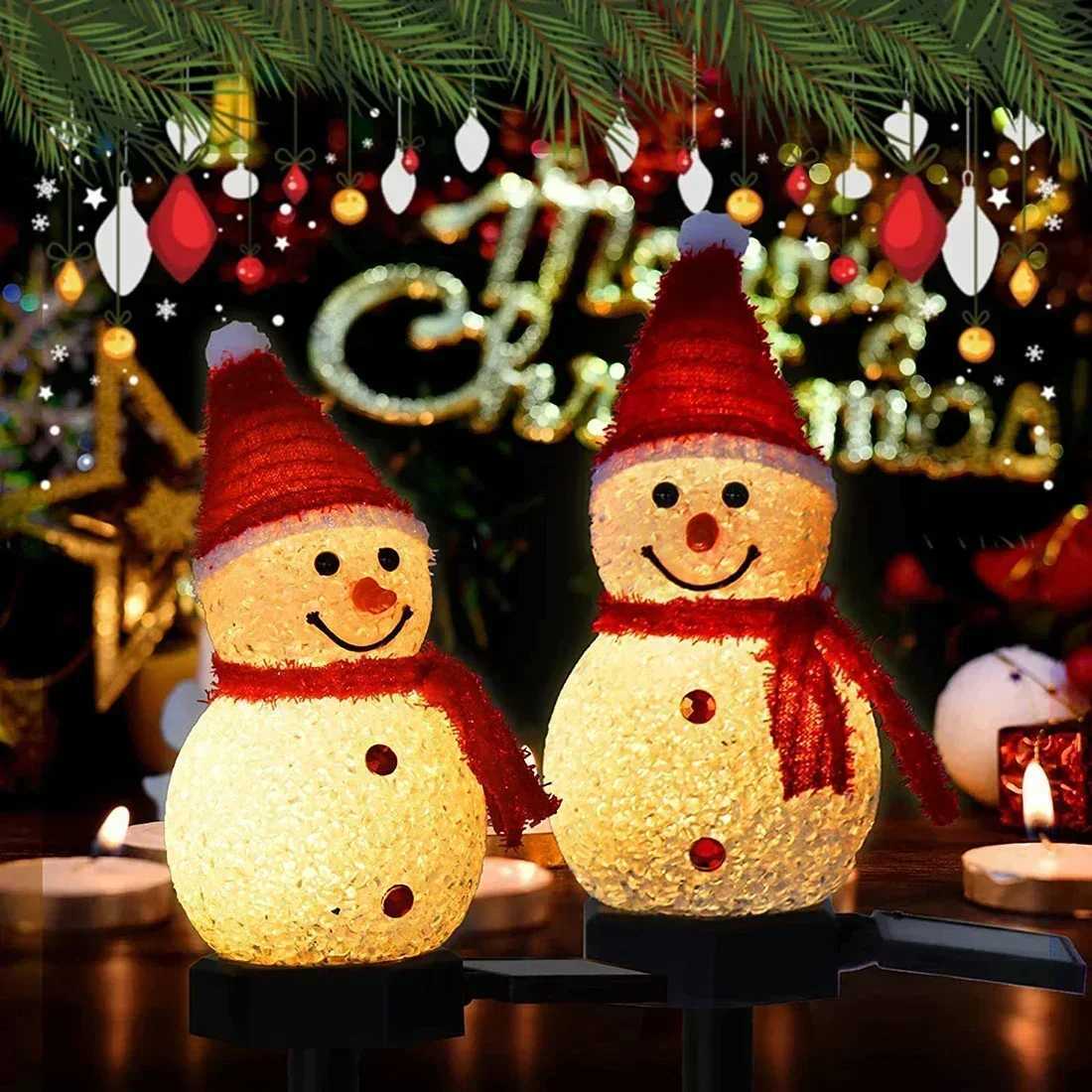 Solar Christmas Snowman Lawn Lights No Bill Outdoor Indoor Villa Lawn Garden Decorative Atmosphere Led Lights C250922