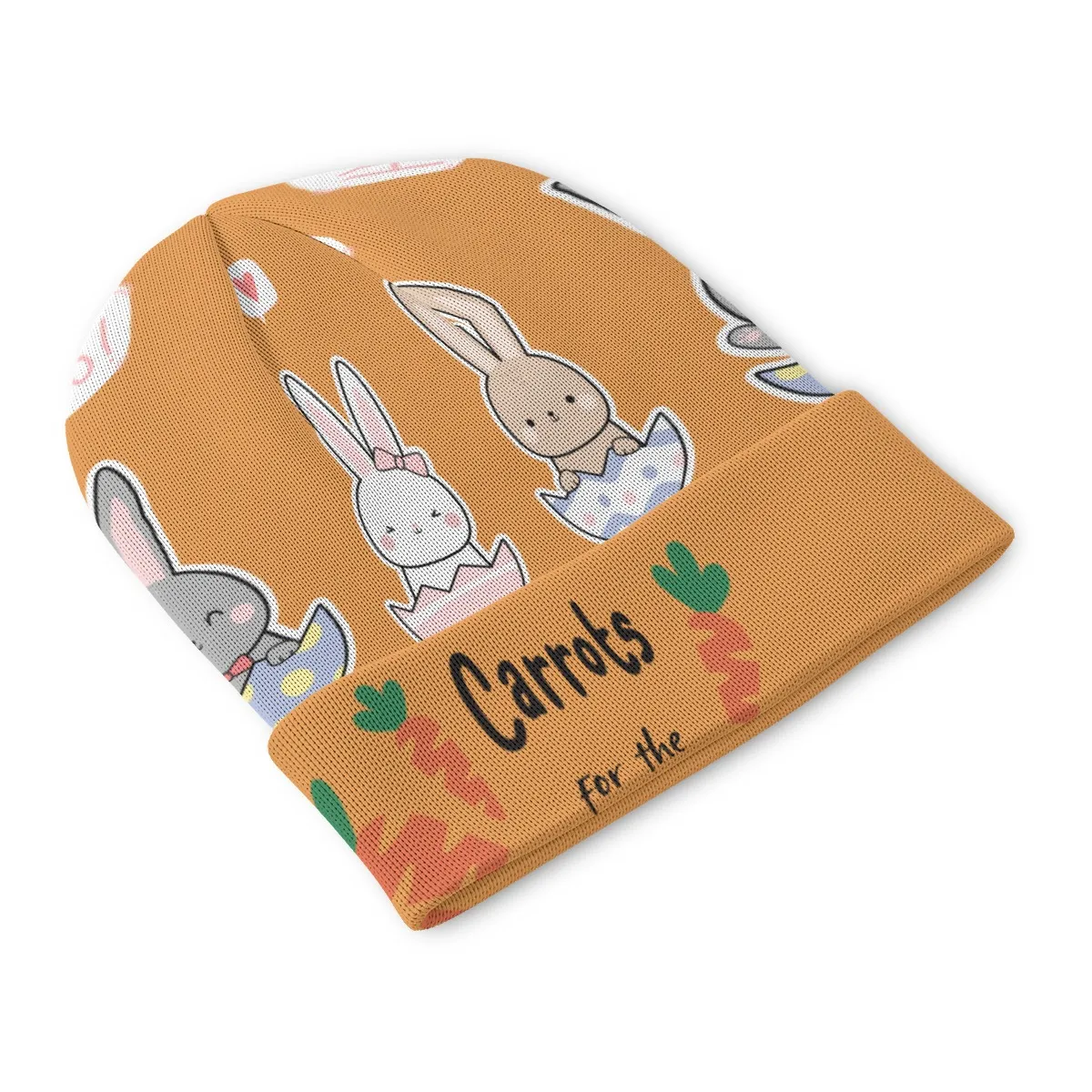 DHgatepod All Over Print Beanie - Double Sided Pattern, Foldable Brim, 100% Polyester Skull Cap for Winter Warmth & Fashion