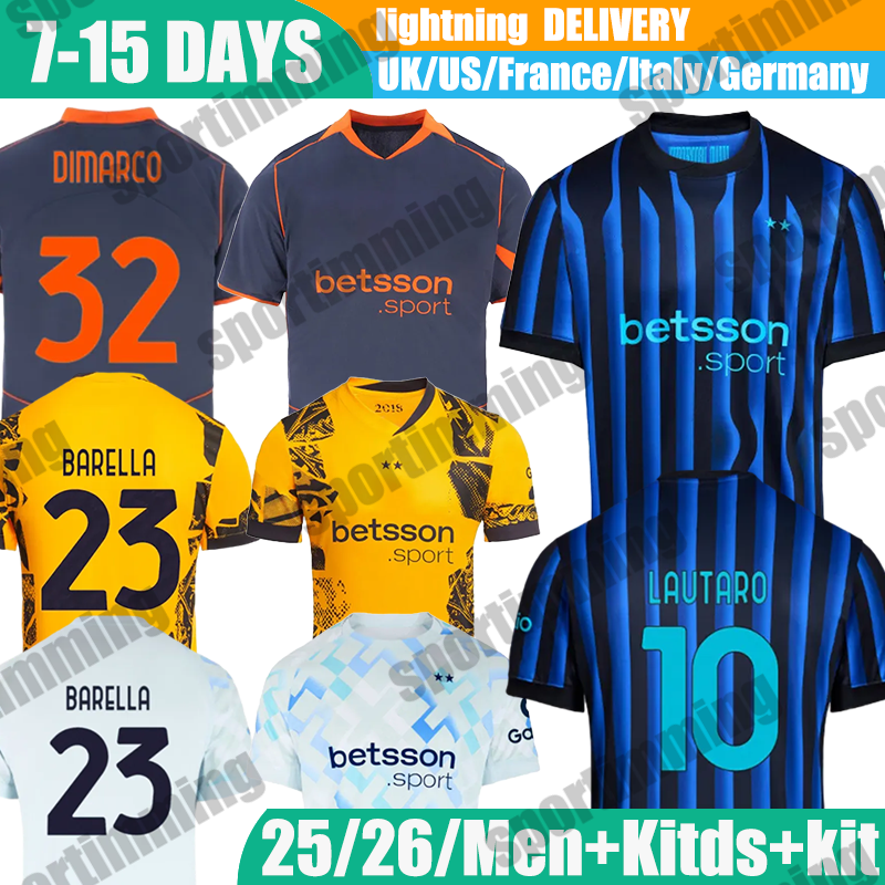 25 26 Soccer Jerseys LAUTARO #10 DUMFRIES #2 BARELLA #23 FRATTESI #16 2025 Football Shirt Mens kids kit uniform