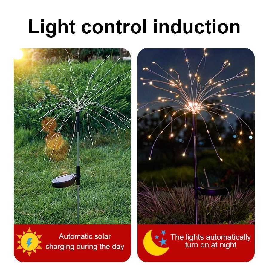 LED Solar Fireworks Light Garden Decoration 8 Modes Solar Powered Lamp Waterproof Lawn Lights Adjustable Outdoor Yard Lamp C250922